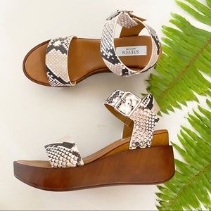 STEVEN BY SM Torie Snake-Embossed Leather Wedge